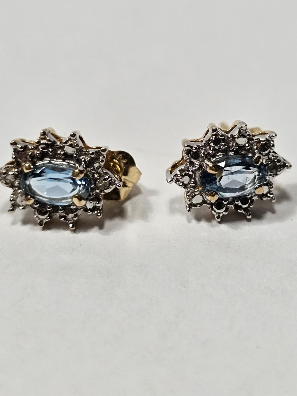 14k Yellow Gold Topaz and diamond accent Studs